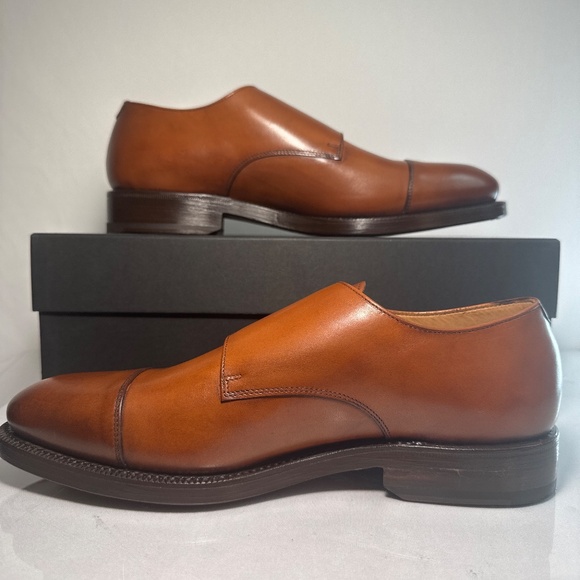 Sid Mashburn Size 9 Double Monk Strap Autumn Brown Calfskin NWT - Picture 3 of 6